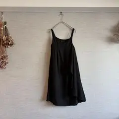 《美品》120% lino☆デザインリネンワンピース 麻100% イタリア製 黒のサムネイル
