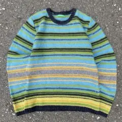 00s BENETTON ニット ボーダー モヘア風 ウール 毛足のサムネイル