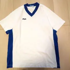 FILA Vネック Tシャツ ホワイト ブルーL1080番のサムネイル