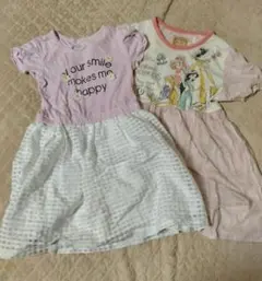 ディズニープリンセス半袖ワンピース ピンクチュールワンピース 130cm 2枚組