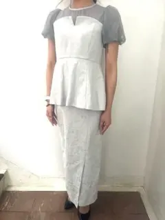 ANDRESD アンドレス　半袖ワンピース　パーティードレス　サイズS グレー