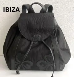 超美品　イビザ　IBIZA リュック　黒　花柄　軽量　ナイロン　レザー