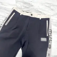 現行 完売品⭐️ムータマリン イージースラックス サイドライン デカロゴ 紺 L