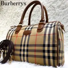 バーバリーズ 2way ミニボストンバッグ ノバチェック シャドーホース レザー