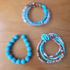 チャイハネ　ターコイズブルー　ブレスレット3点セット　美品