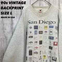 90s USA製フルーツオブザルーム スウェット Lバックプリント サンディエゴ