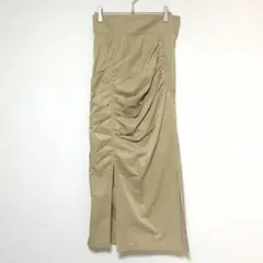 美品　FRAY I.D ロング　タイトスカート ベージュ ギャザー　スリット　S