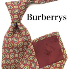 【美品】Burberrysネクタイ 総柄 レッド 赤 青 緑 黄 華やか シルク