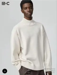 25AW UNIQLO C ローゲージ ハイネック セーター オフホワイト