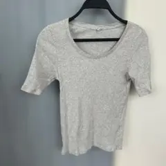 グレー 半袖Tシャツ Sサイズ リブ編み