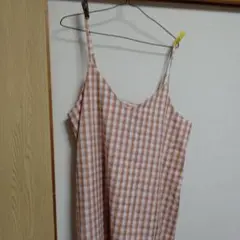 オレンジチェック キャミワンピース L