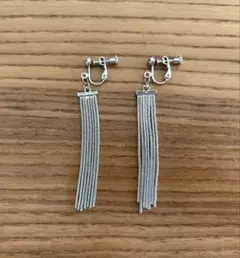 フリンジイヤリング シルバー タッセル アクセサリー