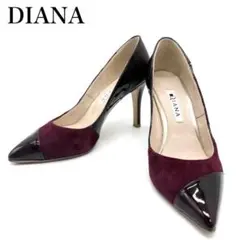 DIANA ダイアナ ボルドー 黒 スエード エナメル パンプス ヒール