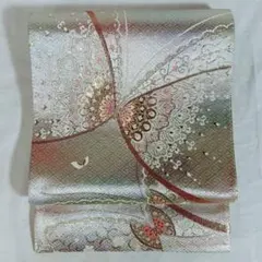 OF209 袋帯 シルバー 白金 匿名配送 蝶 豪華 高級 振袖帯 美品 成人式