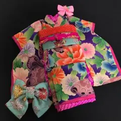 ＊ 市松人形 10号 錦紗縮緬 アンティーク 着物 帯 ＊ 市松人形 10号 錦紗縮緬 アンティーク 着物 帯 ＊