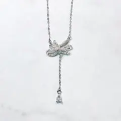 新品 リボンモチーフ ネックレス シルバーカラー 大人可愛い デイリージュエリー