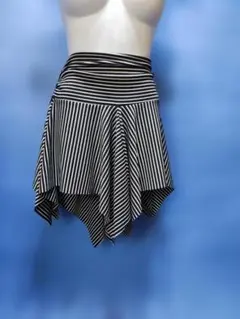 ストライプ アシンメトリックダンスオーバースカート