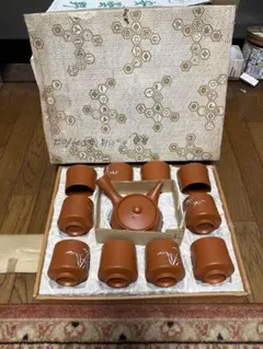 管理番号　048 朱泥　竹　茶器　急須　湯呑み　セット
