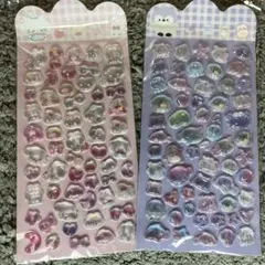 インポート★ぷっくりクリア立体硬いシール うさぎ海の生き物2枚セットシール帳作り