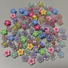 【98個】フラワー ビーズ カラフル