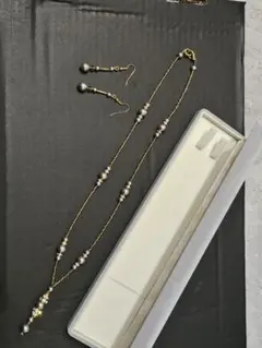 北一硝子 パール ビーズ ネックレス イヤリング セット