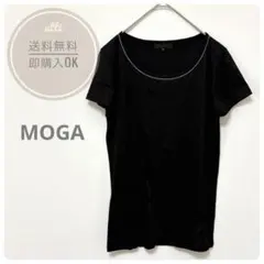 MOGA モガ 半袖 カットソーブラック　ビジュー　クルーネック　黒　M相当のサムネイル