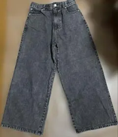 【バヤコさんコラボ】やわらかデニムスッキリストレートパンツ ウォッシュブラック