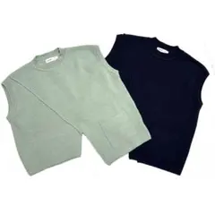 ノースリーブベスト グリーン ネイビー 2点セット