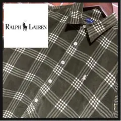 RALPH LAUREN★ラルフローレン★刺繍★コーデュロイ★シャツ★深緑★古着