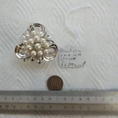 パールシルバーブローチ 約5cm