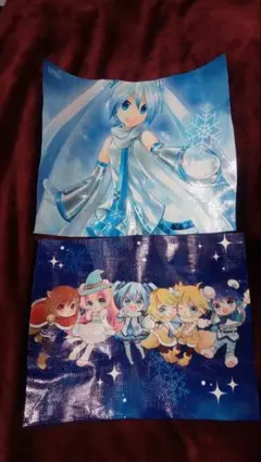 処分価格！初音ミク＊雪ミク＊訳アリ！レジャーシート素材☆★2枚セット♬