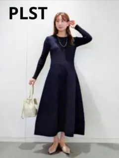 新品タグ付き【PLST】ホールガーメントワンピース S ダークブラウン 