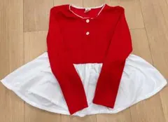 ninibello 赤×白 切り替えトップス 長袖Mサイズ