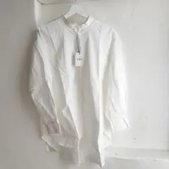 GRL ホワイト 長袖 シャツ　ロング丈　マオカラー