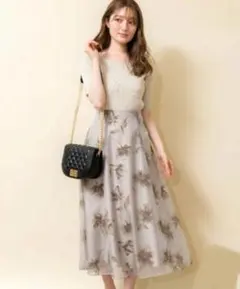 noela　オーガンジーフロッキースカート　グレー