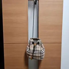 ノバチェック柄巾着型ショルダーバッグ　ミニショルダー