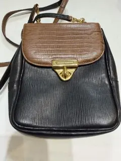 レザー クロコダイル風 バッグ 黒茶