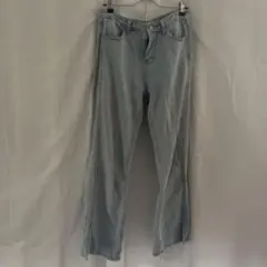 ライトブルー デニムパンツ スリット入り Lのサムネイル