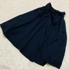 earth フレアスカート 黒　リボン