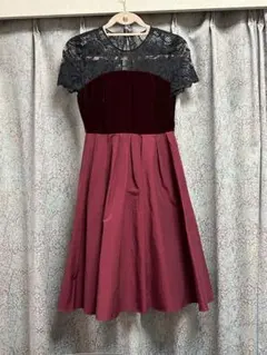 美品 JILL STUART ジルスチュアート ドレス ボルドー レース ベロア