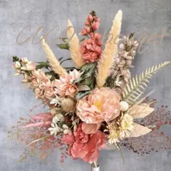 大人かわいい ピンク　テラコッタ　ブーケ ウェディング 結婚式 前撮り