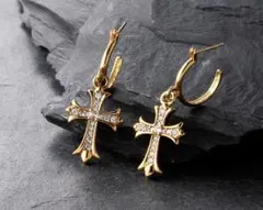 シルバー925 ゴールド フープピアス タイニークロス ピアス 35 一個