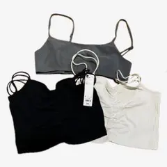 GU リブフロントギャザーキャミソール ビスチェ