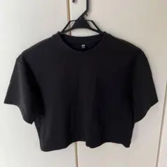 UNIQLO クロップド丈 半袖Tシャツ ブラックのサムネイル