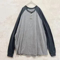 ★ヘインズ カットソー ヘンリーネック ラグラン ビッグサイズ 3XL グレーのサムネイル