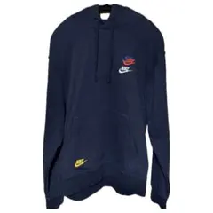 NIKE パーカー 刺繍ロゴ ビッグロゴ スウォッシュ L ブラック ストリート