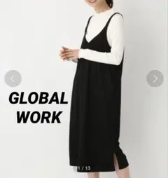GLOBAL WORK スエードキャミワンピース　黒　ブラック