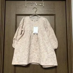【新品タグ付き】ペアマノン ジャガードボリューム袖花柄ワンピース 100cm