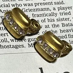 Monet イヤリング　艶消しゴールド　マットゴールド　ラインストーン　オールド