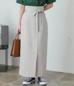 リネンライクハイウエストラップスカート